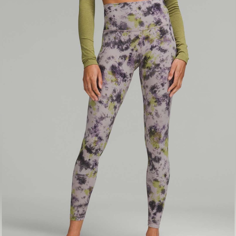 💎🤖 91. LULULEMON Align HR Pant Leggings 28” Radial Tie Dye Mauve Gray size 16